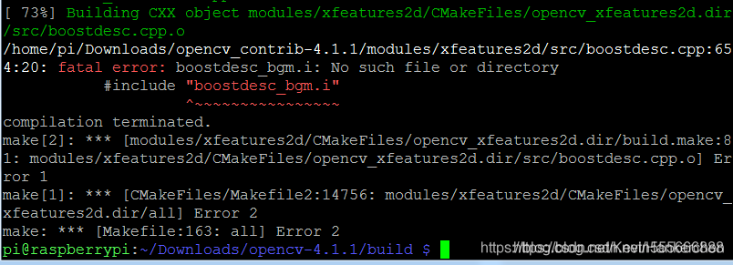 树莓派安装opencv报错