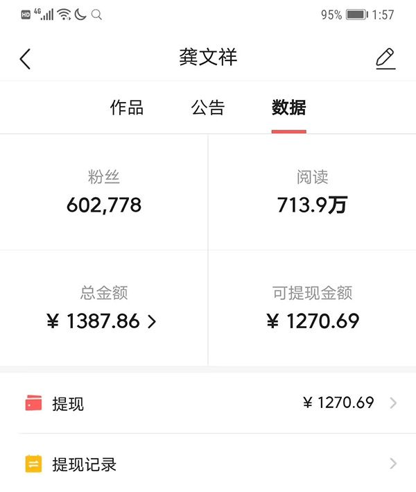 龔文祥自爆今日頭條微博自媒體年收入1000元